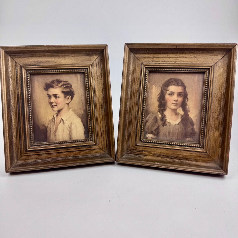Vintage C Bosseron Chambers Framed Portraits Set Richard &‎ Cynthia G&A Boston